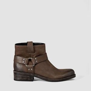 All Saints Brown moto biker Ankle Boots